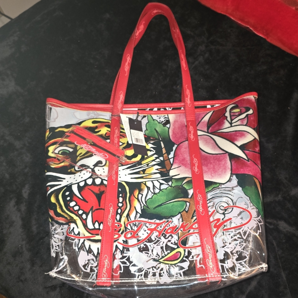 Ed Hardy Vibrant Tote W/ Coin Purse NWT